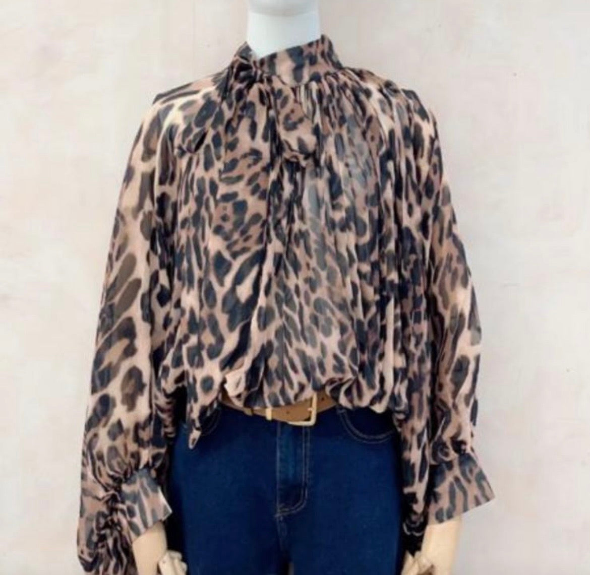 Leopard Bow Tie Blouse