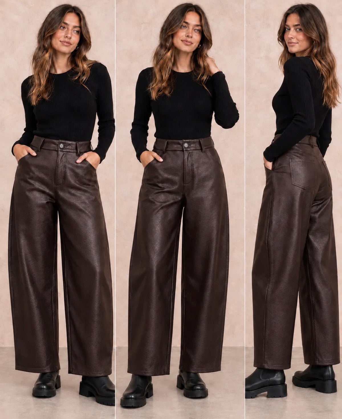 Barrel Leather Look Trouser