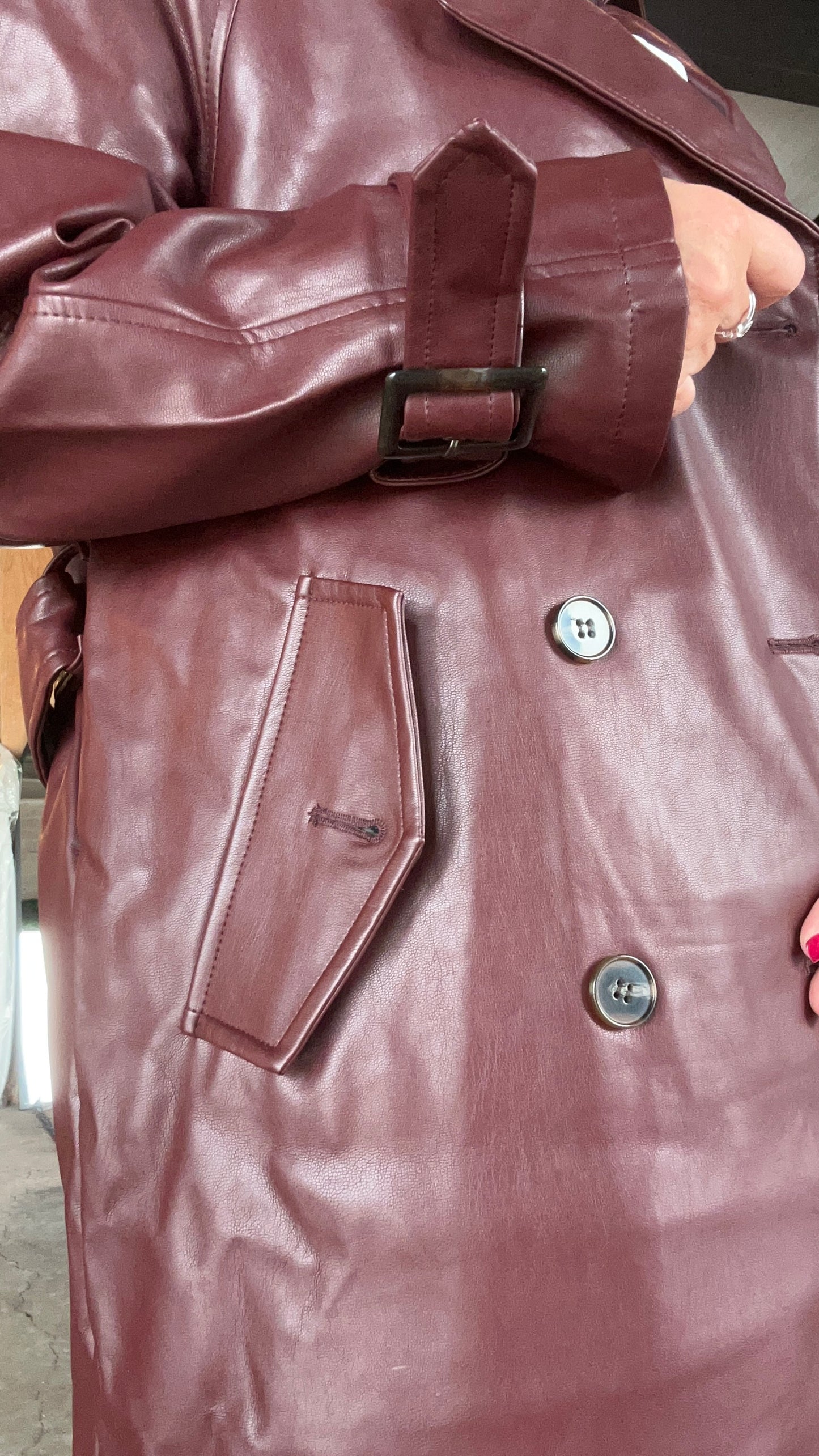 Faux Leather Trench