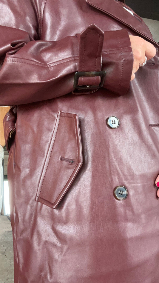 Faux Leather Trench