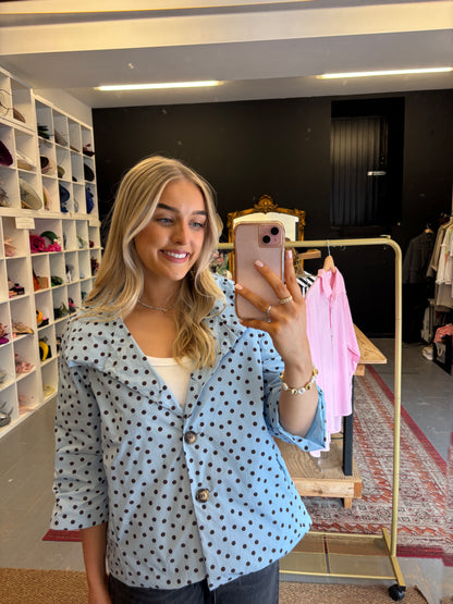 Powder Blue Polka Rain Mac
