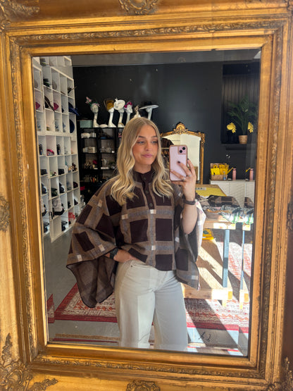 The Autumn Check Poncho