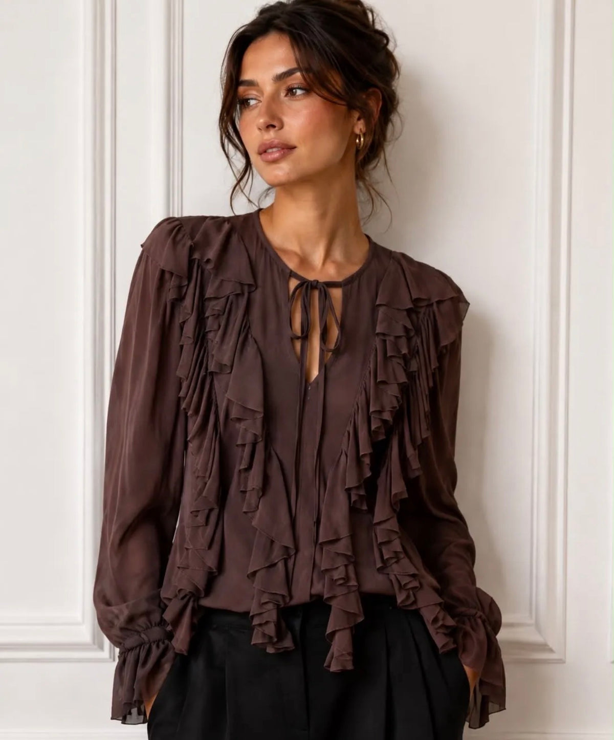 Chocolate Ruffle Blouse