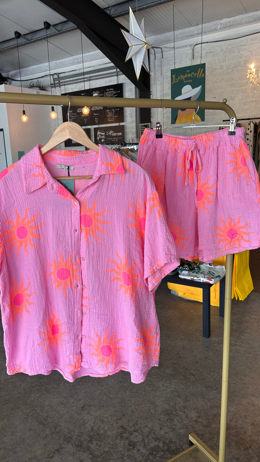 Sunset Sorbet Crinkle Short Set