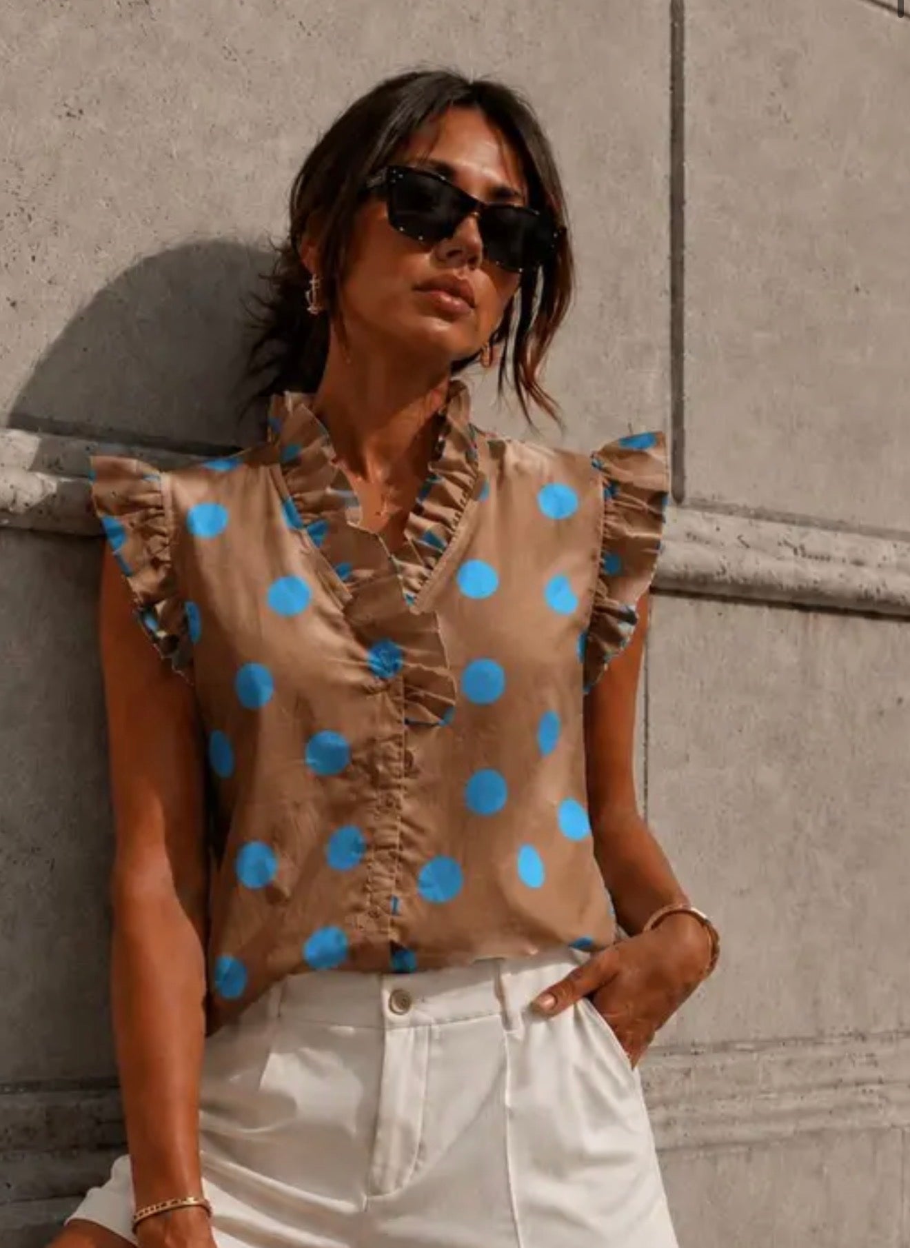 Polka Dot Ruffle Sleeve