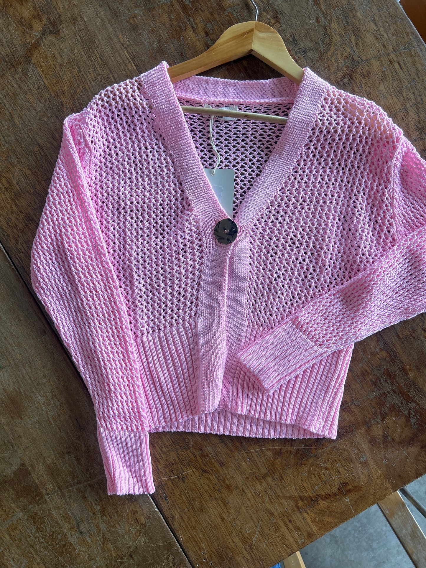 Pink Open Stitch Cardigan