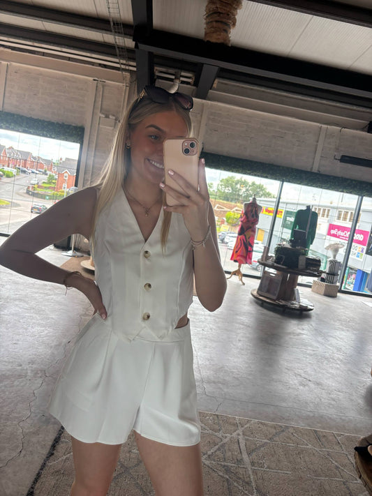 White Shorts Co Ord