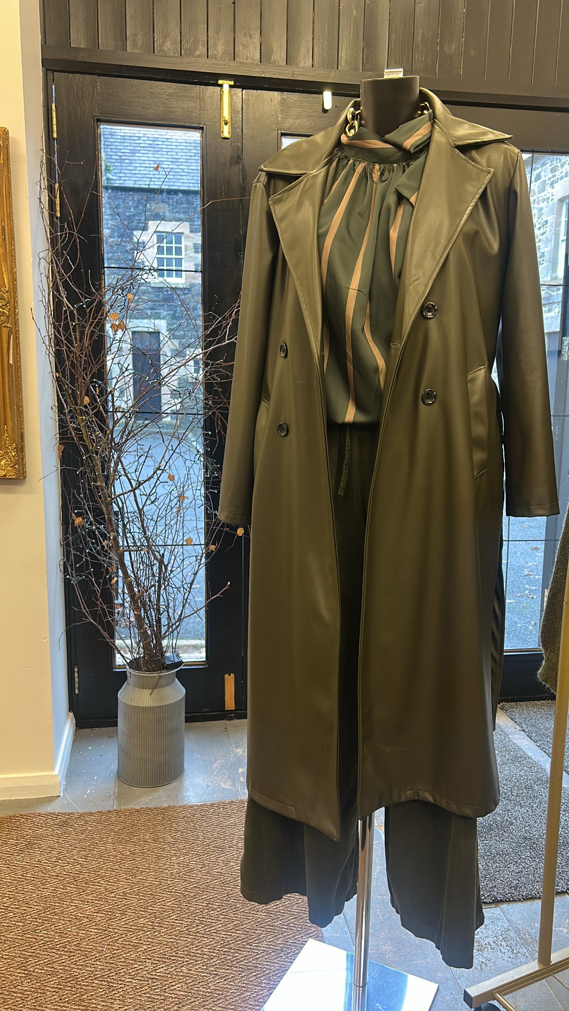 Faux Leather Mid Trench