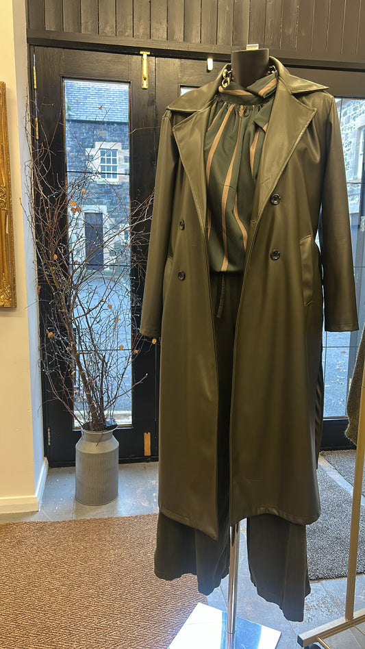 Faux Leather Mid Trench