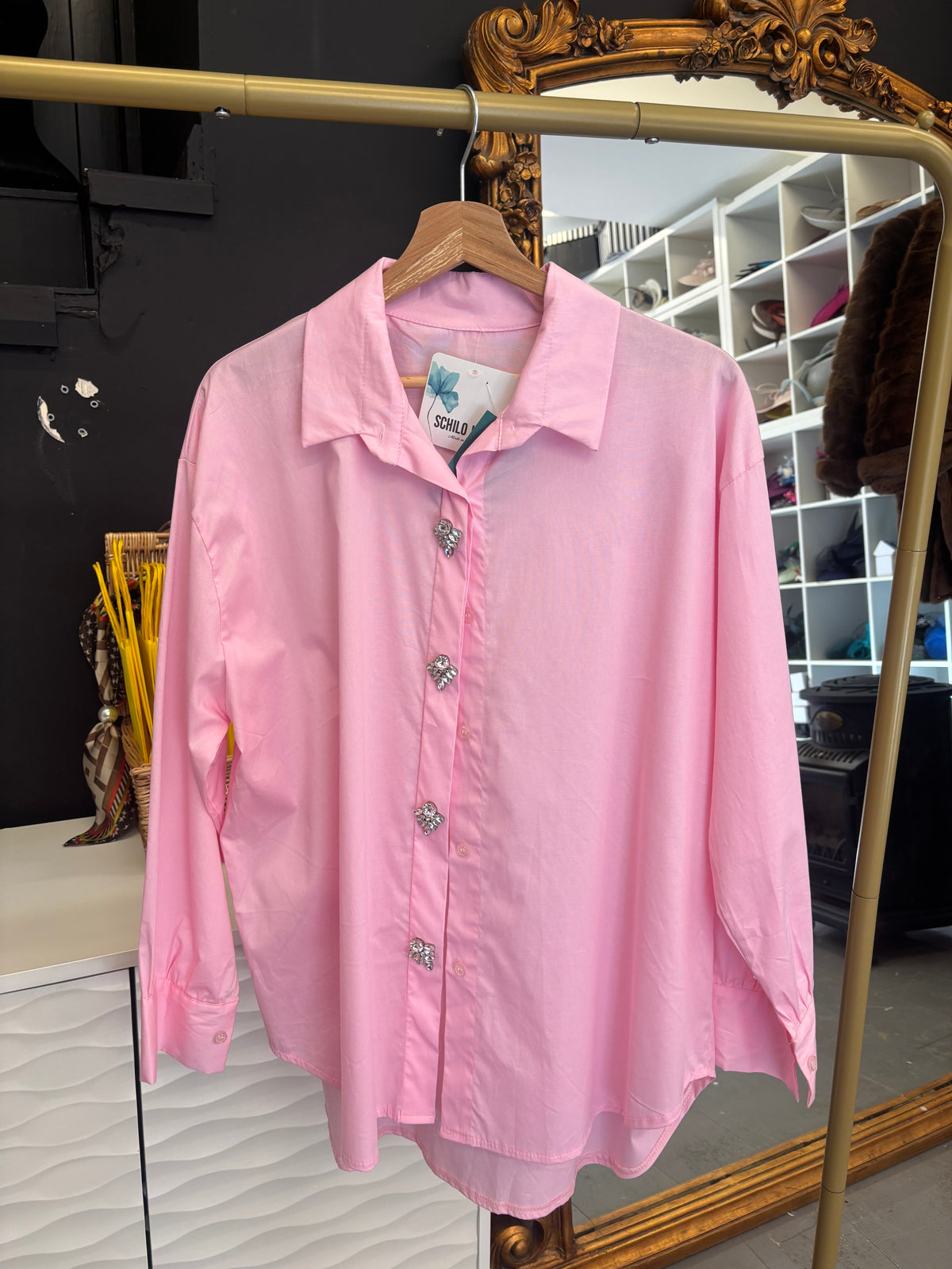 Pink shirt with button detail