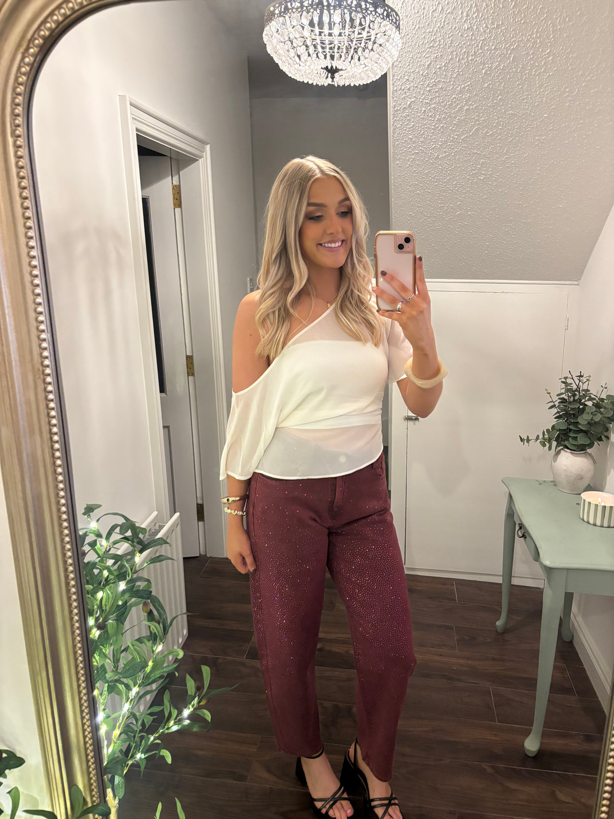 Burgundy Sparkle Jeans