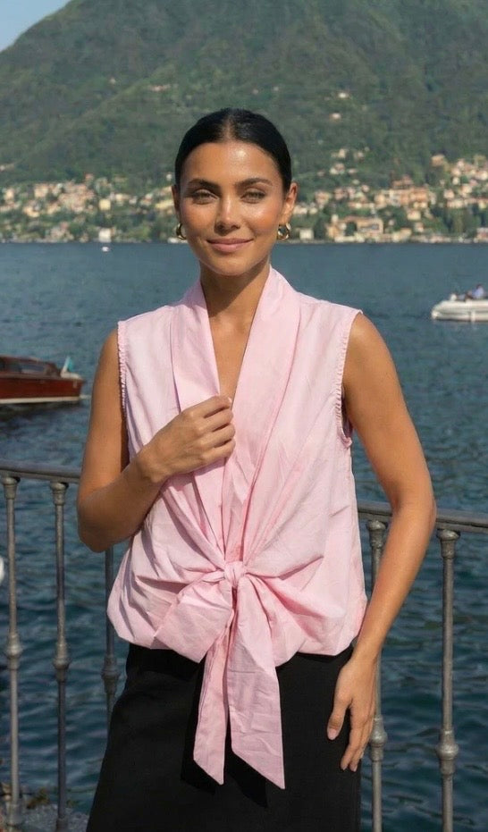 Pink Bow Sleeveless Top